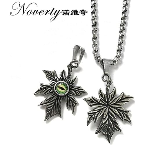 Fashion Retro Personality Maple Evil Eyes Titanium Pendant Necklace Hip-hop Rock Punk Cool Style Gifts ZMXL048