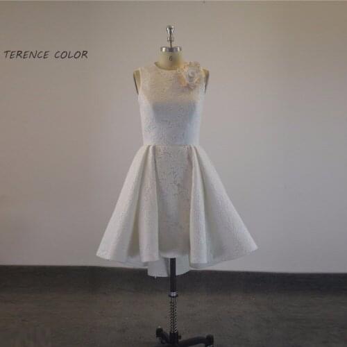 Fashion Flower Short Lace A-line Pleat Party Dress Custom Made