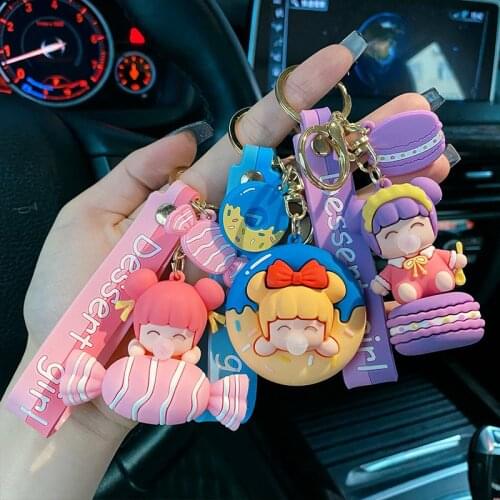Cartoon Bubble Dessert Girl Keychain For Women Fashion Trend Personality Car Key Chain Pendant Cute Doll Bag Ornament