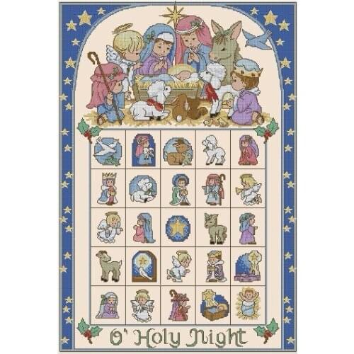 MM cross stitch kits Chic Counted Cross Stitch Kit O' Holy Night Advent Calendar dim 08762 8762 Angel and Baby