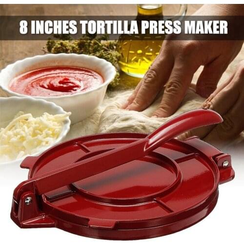 New 8 Inches Tortilla Press Maker DIY Foldable Tortilla Press Tool Aluminium Baking Tool, for Kitchen Restaurant (Red)