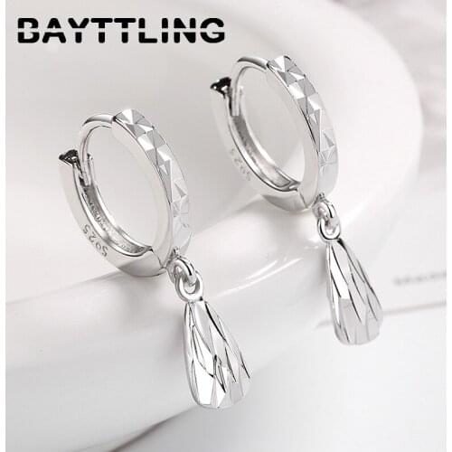 BAYTTLING New 925 Sterling Silver 23MM Simple Water Drop Pendant Earrings For Women Fashion Engagement Wedding Jewelry Gifts