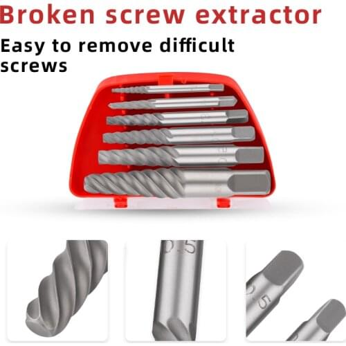 NEW Damaged Screw Removal Tool 6pcs/lot Screw Extractors Damaged Broken Screws Removal Tool Used in Removing the Damaged Bolts