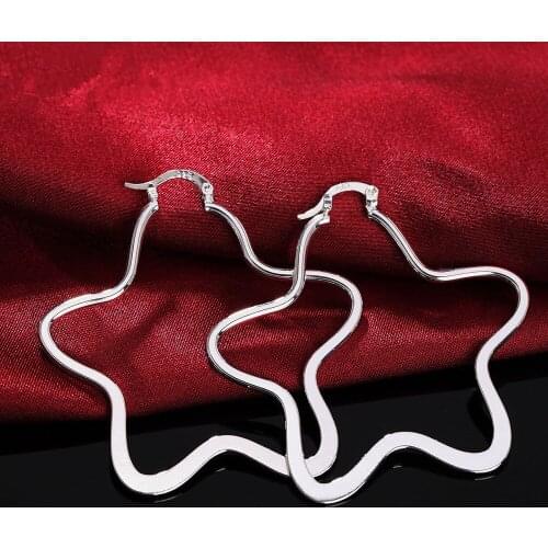 New Style 925 Sterling Silver Earrings Five-Pointed Star Big Earrings Fashion Dress Women Jewelry Gifts