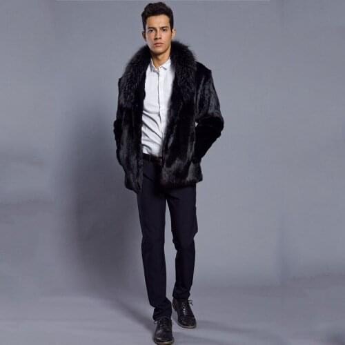 2018 Autumn and Winter new Fashion Mens Lapel Faux fur coat Europe and the United States Hot Black coat Artificial fur XXXL
