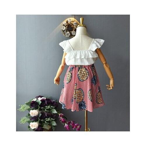 Girls Dress Suit 2020 Summer Sweet Girls Flying Sleeve Suspenders + Trend Style Wild Pineapple Skirt 2 Piece Suit 0-5 Years Old
