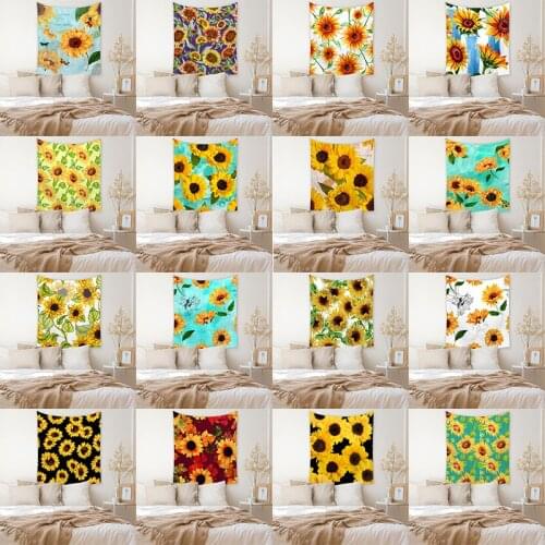 Sunflower Print Home Decor Tapestry Wall Hanging Plant Decorative Living Room Carpet Polyester Bedroom Tapestry Wall Fabric