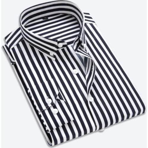 Quality Men Dress Shirt Mens Business Casual Button Down Shirts Brand Clothing Slim Fit Long Sleeve Camisa Masculina M-5XL