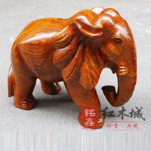 Rosewood Nafu Wangcai object Feng Shui elephant auspicious housewarming gift decoration solid wood carving mahogany elephant
