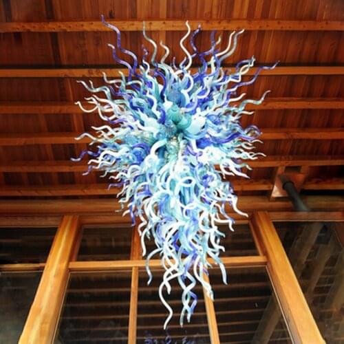 Modern Chandelier Lightings Blue Shade Hand Blown Glass Chandelier Lamps LED Lights fixtures for Home Indoor Staircase