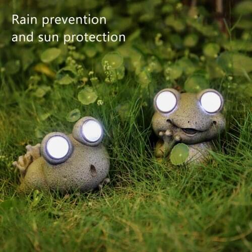 Garden Animal Decor Solar Frog Resin Ornament Prevent Rain & Sun Outdoor Simulation Frog Garden Pond Balcony Cute Frog Ornaments