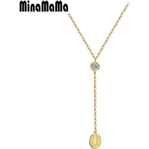 Y Shape Stainless Steel Virgin Jesus Pendant Necklaces For Girls Women Religious Catholic Necklace