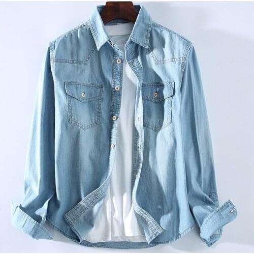 YUANL·SH Mens Denim Shirts
