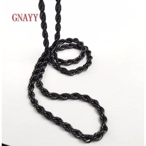 GNAYY Jewelry black Stainless Steel twisted singapore chain Necklace for women men Holiday gifts 4mm 22 inch