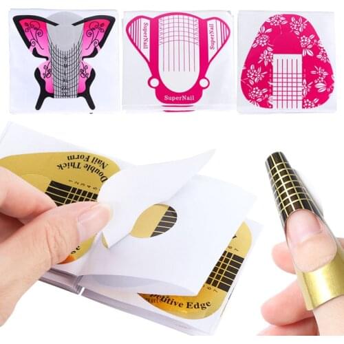 10 pc Nail Forms For UV Gel Building French Acrylic Golden Nail Art Chablon Sticker Mold Stencil Extension Manicure Design TR941