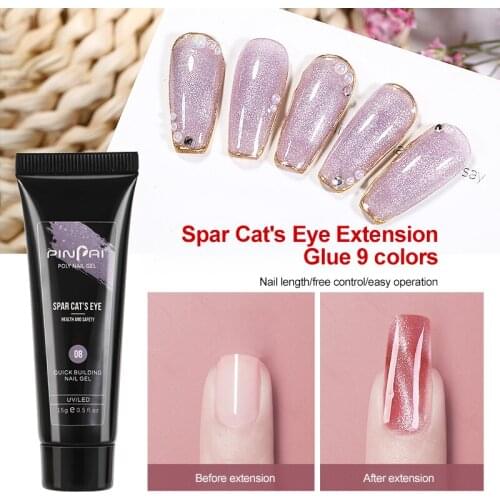15ml Nail Extension Gel Ice Crystal Cats Eye Extension Gel Crystal Quick Nail Extension Gel UV Phototherapy Gel