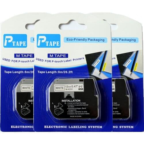 30PK Compatible brother M-K231 MK231 MK 231 MK-231 black on white compatible for Brother P touch Label Printer Ribbon