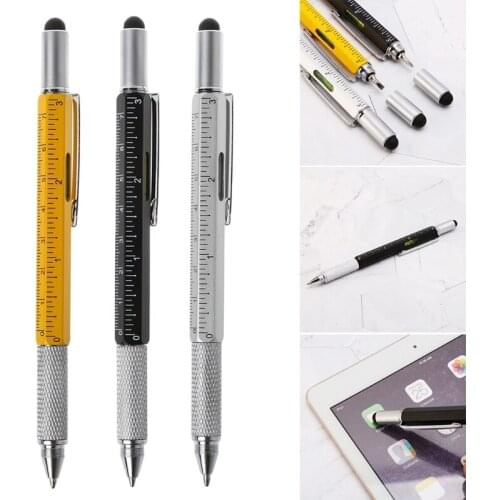 6 in 1 metal pen Multifunction Tool Ballpoint Pen Screwdriver Ruler Spirit Level