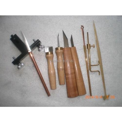 9 pcs various Violin tools,sound post retriever/setter/Gauge ,cutter,scraper bridge knife