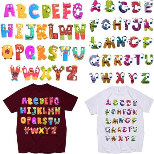 English Alphabet Sticker Big Iron-on Transfers for Clothing Thermoadhesive Patches Diy Letter Patch for Clothes Fabric Applique
