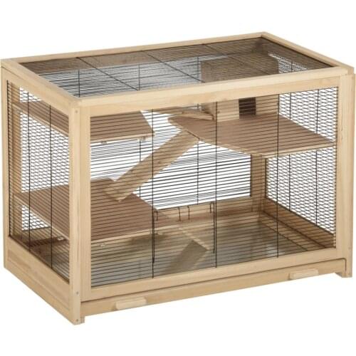 Hamster Cage Wooden 62 x 50 x 86 cm with Drawer Large Small Animal Cage Mouse Rat Rodent Hutch Small Guinea Pigs Cage Pet House