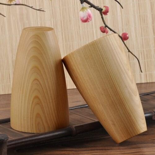 175/200/275/300ml Coffee Cup Chinese Style Wooden Beer Juice Milk Tea Cups Breakfast Travel Tableware Wood Cup High Quality N18