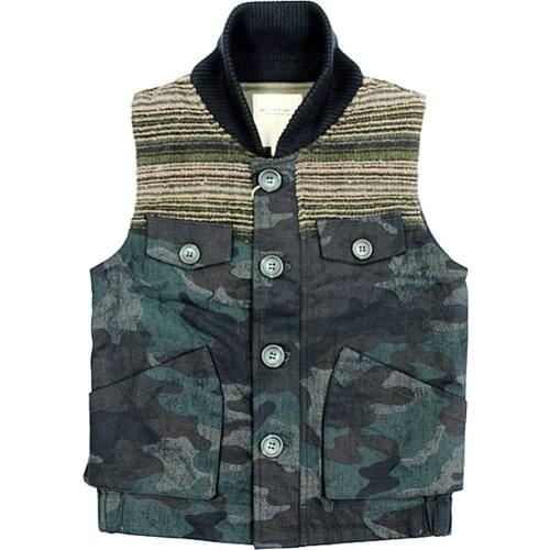 Children Boys Denim Vests Casual Solid Hooded Children Vests Jacket Denim Waistcoats Outerwear Vest for Age 6Y 4C0838