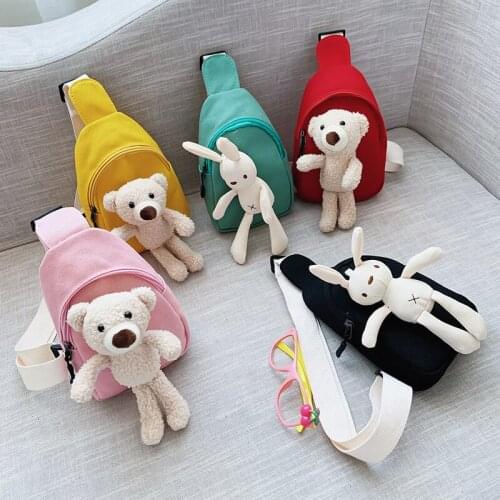 Childrens coin purse new cartoon bear chest bag fashion canvas bag baby cute bunny detachable diagonal bag
