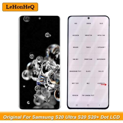 Original LCD For Samsung Galaxy S20 S20U S20 PLUS S20+ G980 G988 G985 Touch Screen Dot LCD Display Touch Screen Digitizer Frame
