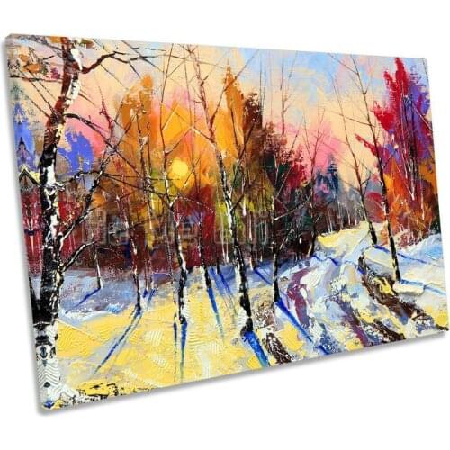 Winter Forest Abstract Scene Picture Canvas Wall Art Print