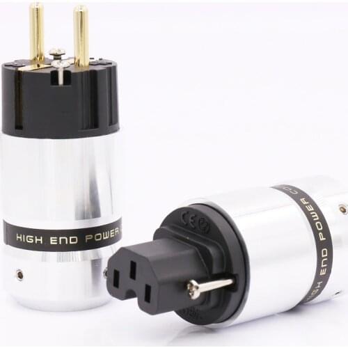 Hi-End Gold Plated Schuko Power plug IEC Connector for DIY Mains power cable