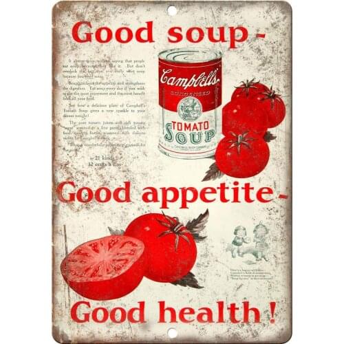 Campbells Condensed Tomato Soup Decor 12x8 Inch Wall Decor Metal Tin Signs Kitchen Garage Bar
