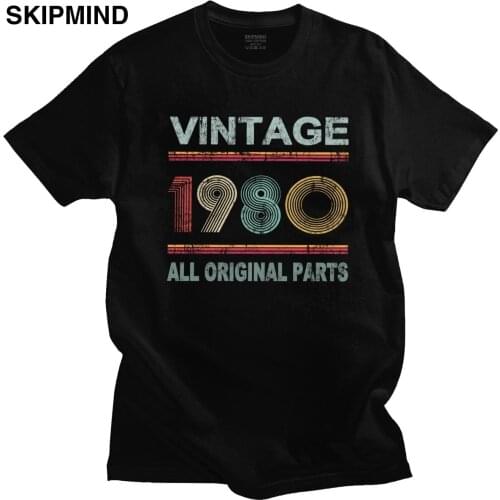 Classic Vintage Born In 1980 T-shirt Men Short Sleeve All Original Parts Tee Shirt 40 Years Old 40th Birthday Gift Cotton Tshirt