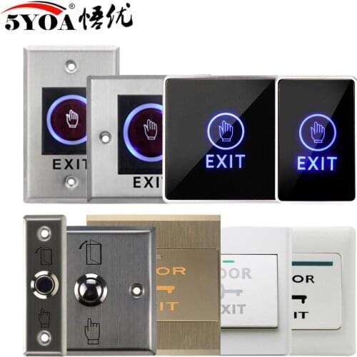 Door Exit Push Button Release Switch Opener NO COM NC LED light For Door Access Control System Entry Open Touch