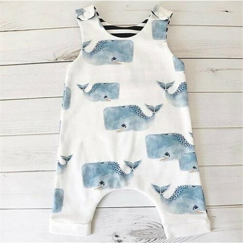 Pudcoco Toddler Baby Boys Girls Whale Sleeveless Romper Jumpsuit Outfits Infant White Clothes