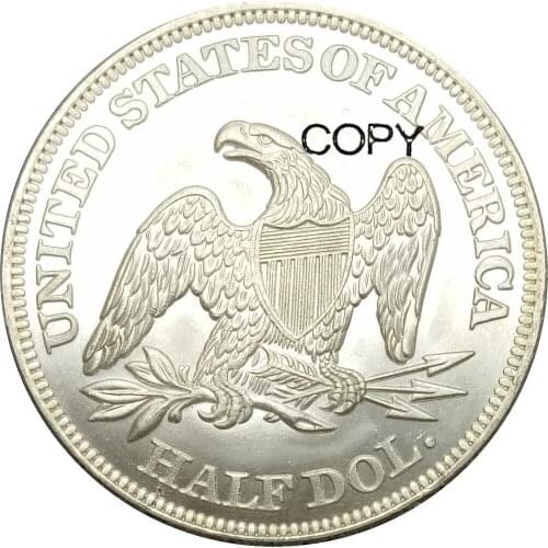 United States 1846 Liberty Seated Half Dollars No Motto Above Eagle Brass Plated Silver Copy Coins