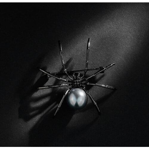 Cool Spider Brooches For Women Black Color Insect Pin Pearl Jewelry Summer Fashion Accessories Brooch