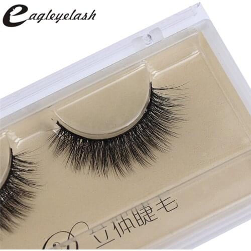 Top sale 3D Mink Lashes Natural HandMade Full Strip Lashes Black cotton stalk Short Mink Lashes Style False Eyelashes A-19