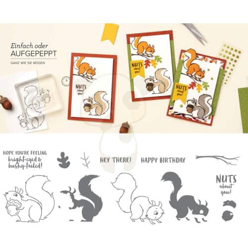 Nuts About Squirrels Metal Cutting Dies Silicone Stamp Scrapbooking New Make Photo Album Card DIY Paper Embossing Craft Supplies