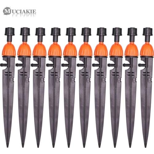50PCS 20CM Full Circle Spray Irrigation Dripper Emitters Adjustable 360 Degree Water Flow Drip Garden 8-Hole w/ Bubbler on Stake