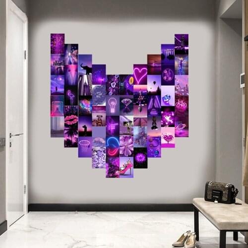50pcs Neon Aesthetic Wall Collage Kit Room Bedroom Living Home Decoration Posters Warm Color Ornament Photo Gift for Adult