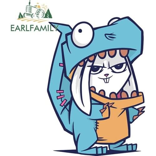 EARLFAMILY 13cm x 9.4cm For Rabbit Dinosaur Costume Personality Decal RV Car Assessoires Stickers Waterproof Laptop Decoration