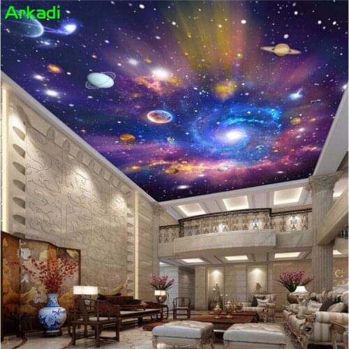 Custom 3d Ceiling Mural Wallpaper Home Decor Painting Starry Sky Cosmic Galaxy Living Room Arbitrary Size Canvas