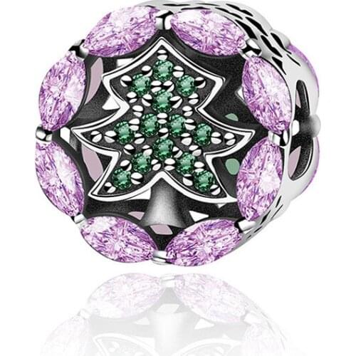 NEW 100% 925 Sterling Silver Charm Original Authentic Classic Cherry Blossom Retro Elegant Women Bead Wedding DIY Jewelry Gift