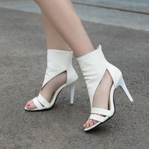 ORCHA LISA Big size 33-45 women sandals high heels open toe roman gladiator sandales party shoes woman sandalia zipper open toe