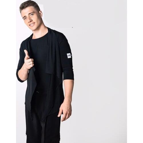 Original Latin Dance Tops For Males Black Color Modal Shirt Durable Men Chacha Professional Party Ballroom Practice Clothes E016