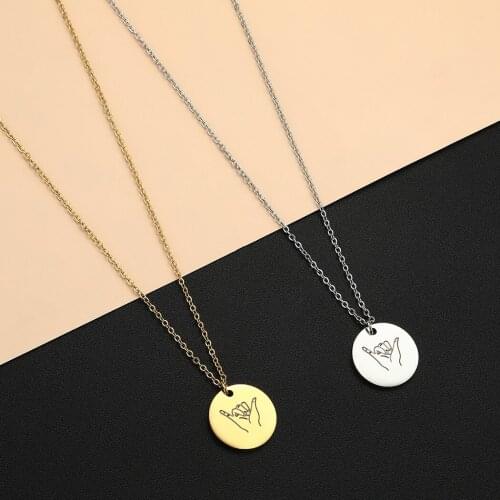 2021 Stainless Steel Hand Gesture Necklace Sign Language ASL Necklace Sister Gifts Best Friend I Love You Necklace