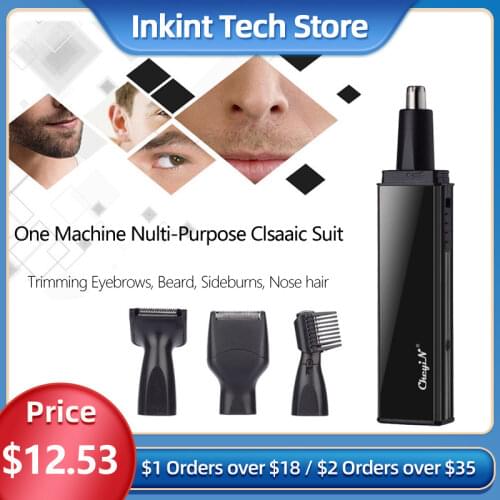Portable 4 in 1 Rechargable Ear Nose Trimmer Electric Close Shaver Beard Eyebrow Face Trimer Set for Men with Washable Blade