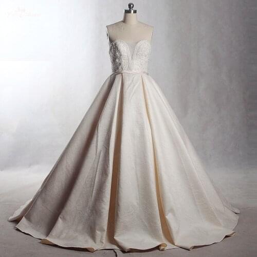 RSW1409 Yiaibridal Real Job Photos Lace Skirt A Line Champagne Wedding Dress