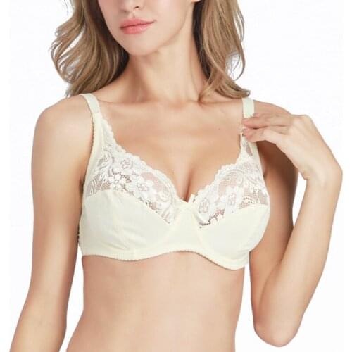 Sexy Lace Bra Floral Push Up Bras For Women Beige Bralette Female Underwire Brassiere Plus Size Super Thin Bra B C D DD E